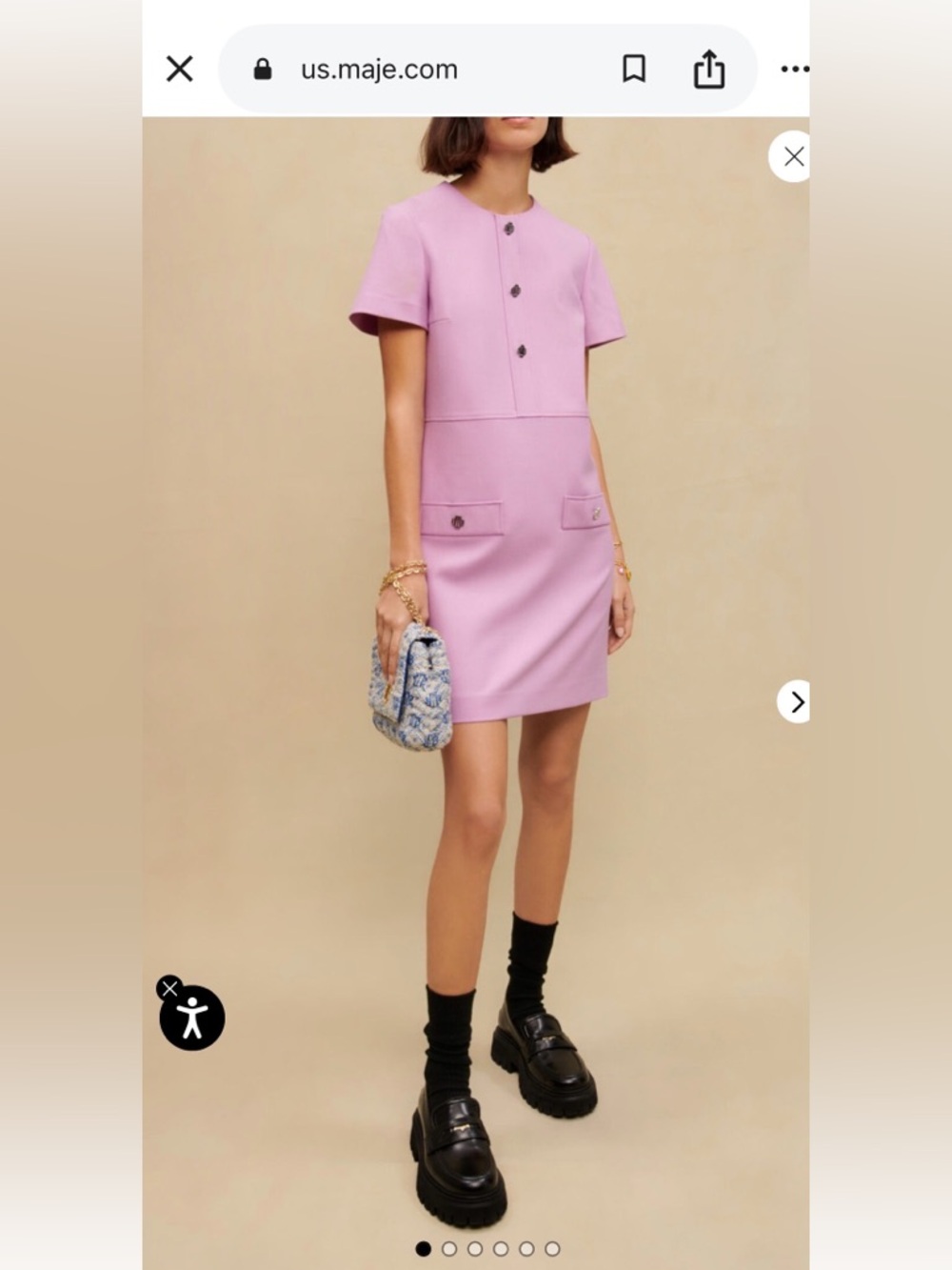 Maje Pink Short Sleeve Shift Dress size 36